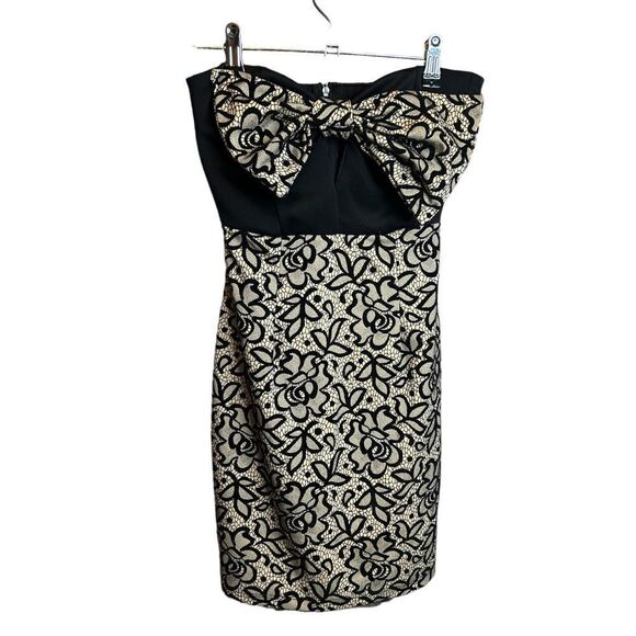 5 for $25🔥Papaya Tan & Black Floral Strapless Dress Juniors Size Small - Picture 1 of 9